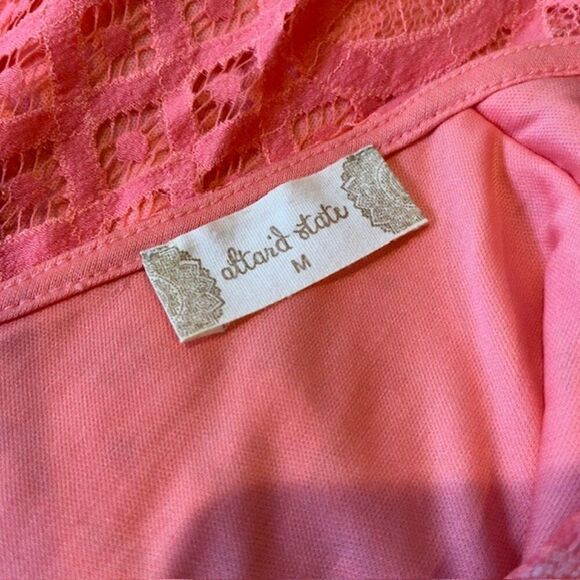 Altar'd State Women's Stretch Knit Crochet Sleeveless Dress Light Coral Medium - Picture 5 of 9